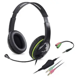 Vadu austiņas Genius HS-400A ar mikrofonu un adapteri, zaļas