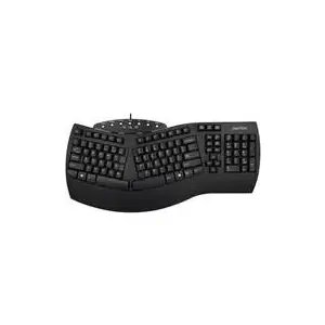 Ergonomiska USB klaviatūra Perixx PERIBOARD-512 US melna — sadalīta izlīdzinājuma, roku balsts