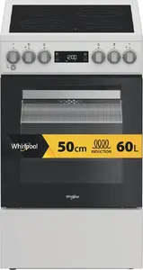 Freestanding cooker Whirlpool W5V5LCW Electric Ceramic hob 4 zones Glass-ceramic 60 L Oven Energy class A Black White