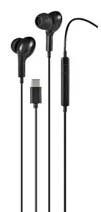 Streetz C220-BLK In-ear Wired Headset with USB Type-C and In-line Microphone for Calls and Music in Black