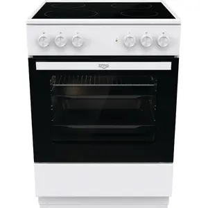 Upo UEC6A20W Freestanding Electric Cooker with 4-Zone Induction Hob, 74 L Oven Capacity, Energy Class A, Rotary Controls, White