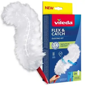 Vileda 179432 Putekļu slotiņa ar īsu rokturi un Flex & Catch maiņas uzgaļiem