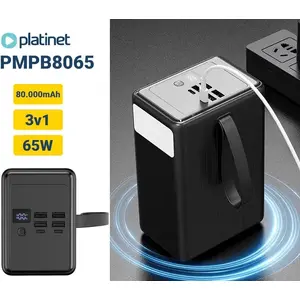 Portatīvais barošanas bloks PLATINET PMPB8065 80000mAh 65W PD — ārējais akumulators lielas ietilpības