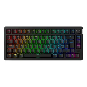 Spēļu klaviatūra HyperX Alloy Rise 75 Wireless — 75% izkārtojums, mehāniskie slēdži, RF + Bluetooth, kabelis 1.8 m, melna
