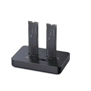Gembird DD2-U3M2 Dubulto disku M.2 NVMe un SATA SSD dokstacija USB 3.2 Gen 2x2 Type-C Melna