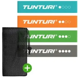 Pretestības lentu komplekts Tunturi Mini Resistance Band Set — 4 vieglas cilpas spēkam, mobilitātei un rehabilitācijai