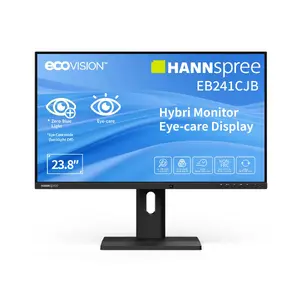 Dators monitors HANNspree Hybri EB241CJB 23,8" (60,5 cm) Full HD 1920x1080 TN LCD, 6 ms, USB hub, skaļruņi, VESA, regulējams augstums, melns
