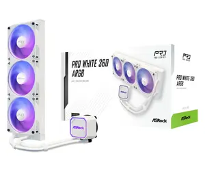 ASROCK Pro White 360 ARGB Processor All-in-one liquid cooler 12 cm White Rifle bearing 1.77 mmH2O