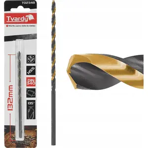 Сверло Tvardy HSS M2 4.8 мм черно-золотое удлинённое для металла