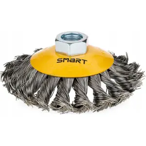 Wire cup brush Smart 100 mm braided disc, bent type for angle grinders