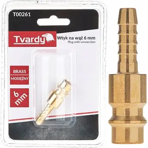 Misiņa vītne uz šļūteni vīriešu Tvardy 6 mm — savienotājs