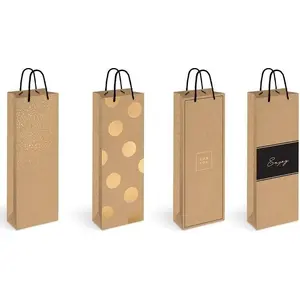 Сумка для бутылки INTERDRUK Torba na butelkę Kraft Gold — однофлаконный крафт-пакет с золотой печатью