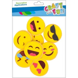 Craft with Fun dekoratīvās EVA uzlīmes ar emocijzīmēm, komplekts 8 gab.