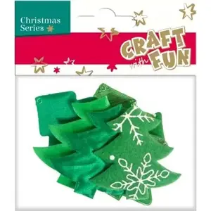 Auduma Ziemassvētku eglītes rotājumu komplekts 4 gab., Craft with Fun BY310
