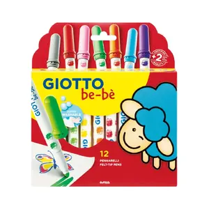 Marker pens Giotto be-be 12 colours, multicolour felt-tip, hanging box