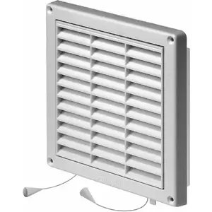 Ventilācijas restes AWENTA T34 baltas ar žalūziju un insektu sietu 130×130 mm, Ø125 mm