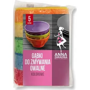 Cleaning sponges Anna Zaradna oval colorful set 5 pcs, multi-color for washing and scrubbing