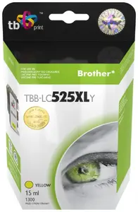 Tintes kasete TB Print TBB-LC525XLY priekš Brother, dzeltena, pigmenta tinte 15 ml, ~1300 lpp., 1 gab.