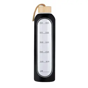 Stikla dzēriena pudele Kica Hydro Glass 1000 ml — melna