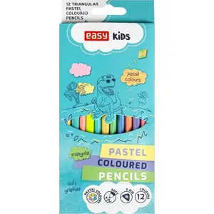 Trīsstūra pasteļtoņu zīmuļi 12 krāsas — Easy-Stationery EASY (modelis 436680)