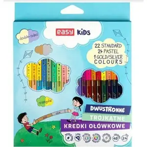 Divpusējas trīsstūra krāsainās zīmuļi Easy-Stationery EASY, 48 krāsas