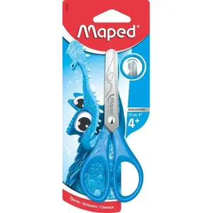 Skolas šķēres Maped Essentials Pulse 13 cm — zils, ar noapaļotiem galiem, blisters