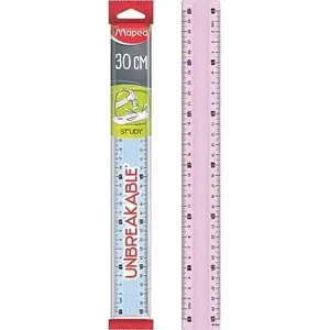 Lineāls Maped Study neplīstošs 30 cm, caurspīdīgs plastmasa, 30cm
