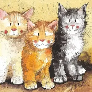 Coaster TEKA C18 'Three Kittens' — ceramic drink coaster, model 623523