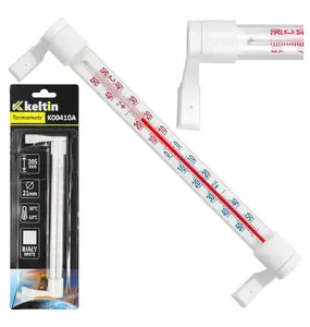Logu termometrs Keltin 205×17 mm, balts — āra/iekštelpu temperatūras rādītājs