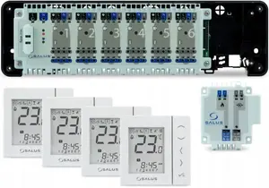 Wired Underfloor Heating Control Kit SALUS StartPack Standar with KL06-M Room Thermostat, PL07 Programmer and 4 x VS30W Actuators
