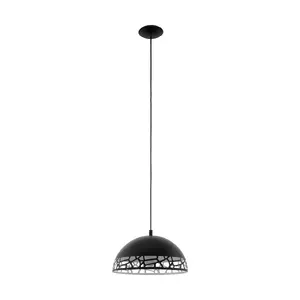 Pakaramais gaismeklis EGLO 97441, melna tērauda, 1×E27, max 60W, Ø380 mm, H1500 mm