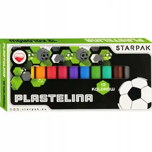 Modelējamā plastilīna komplekts STARPAK PLASTELINA 12 krāsas, futbola tematikā, 2 burciņas (MPN: STK PLA154)