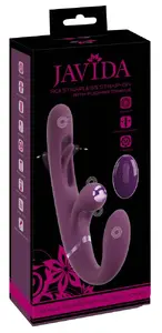 Strapless Strap-On Flic dubultvibrators, Javida — kopējais garums 23,5 cm, ieliekamais 9,5/13,5 cm, silikons/ABS, uzlādējams
