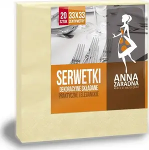 Napkins Anna Zaradna three-ply folded 33x33 cm 20 pcs pastel yellow