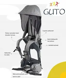Bērnu pārvadāšanas mugursoma Guto GUTO HIKING RAM GREY — viegls sporta tūrisma nesējs