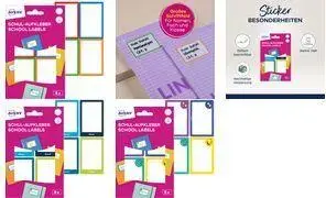 AVERY paper book labels SCHOOL8G — permanent adhesive, rounded corners, colored frame, hand-writable