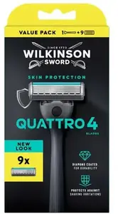 Сменные кассеты Wilkinson Sword Quattro 4 для бритвы, набор — 9 кассет