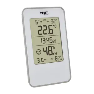 Higrometrs/psihrometrs TFA Dostmann 30.5057.02 — elektronisks iekštelpu higrometrs, darbināms ar bateriju, sudraba/balts