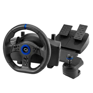 Blade BL7002 spēļu stūre ar pedāļiem un ātrumu pārslēdzēju priekš PC un PlayStation 5, USB, melna un zila, 270° leņķis
