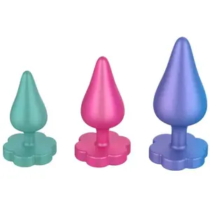 ROMP Luster Anal Training Kit, 3-Piece Set with Flower-Shaped Base, Sizes S, M, L