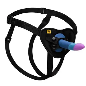 ROMP Piccolo Harness and 14 cm Tricolor Silicone Dildo Set with Suction Cup
