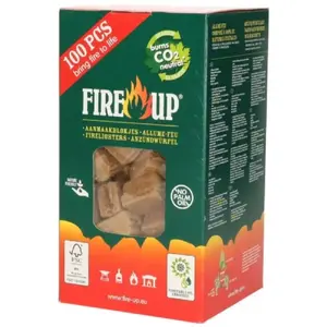 FIRE UP iekura kubiņi, kokskaidas un augu vasks, 100 gabali