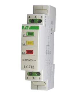 Трехфазный индикатор питания F&F LK-713 R, красный, монтаж на DIN-рейку