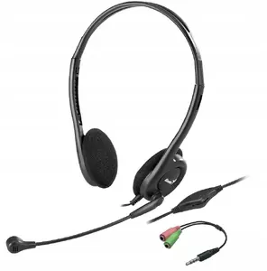 Genius HS-200C vadu austiņas ar mikrofonu un Jack adapteri, melnas, USB
