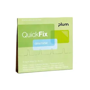 Plum 464301 QuickFix Detectable Adhesive Bandages, 7.5 x 2.5 cm, 45 Pieces, Blue
