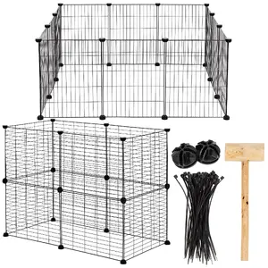 Springos PA1086 Modular Pet Enclosure, Black Metal Wire Mesh