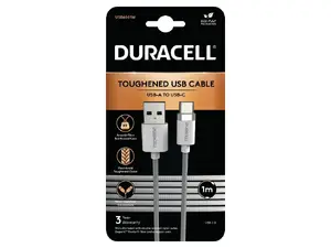 Кабель Duracell USB6061W USB-A на USB-C 2.0 в оплетке 1м белый