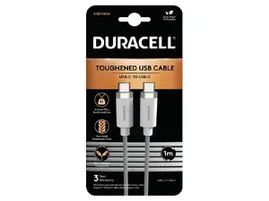 Кабель Duracell USB7030W USB-C на USB-C 3.2 Gen1 в оплетке 1 м белый