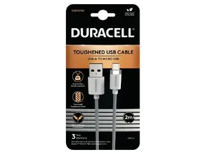 Кабель Duracell USB7023W USB-A на Micro USB в оплетке 2м белый