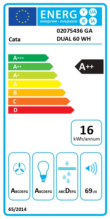 Вытяжка CATA GA ДУАЛ 60 WH Photo 2